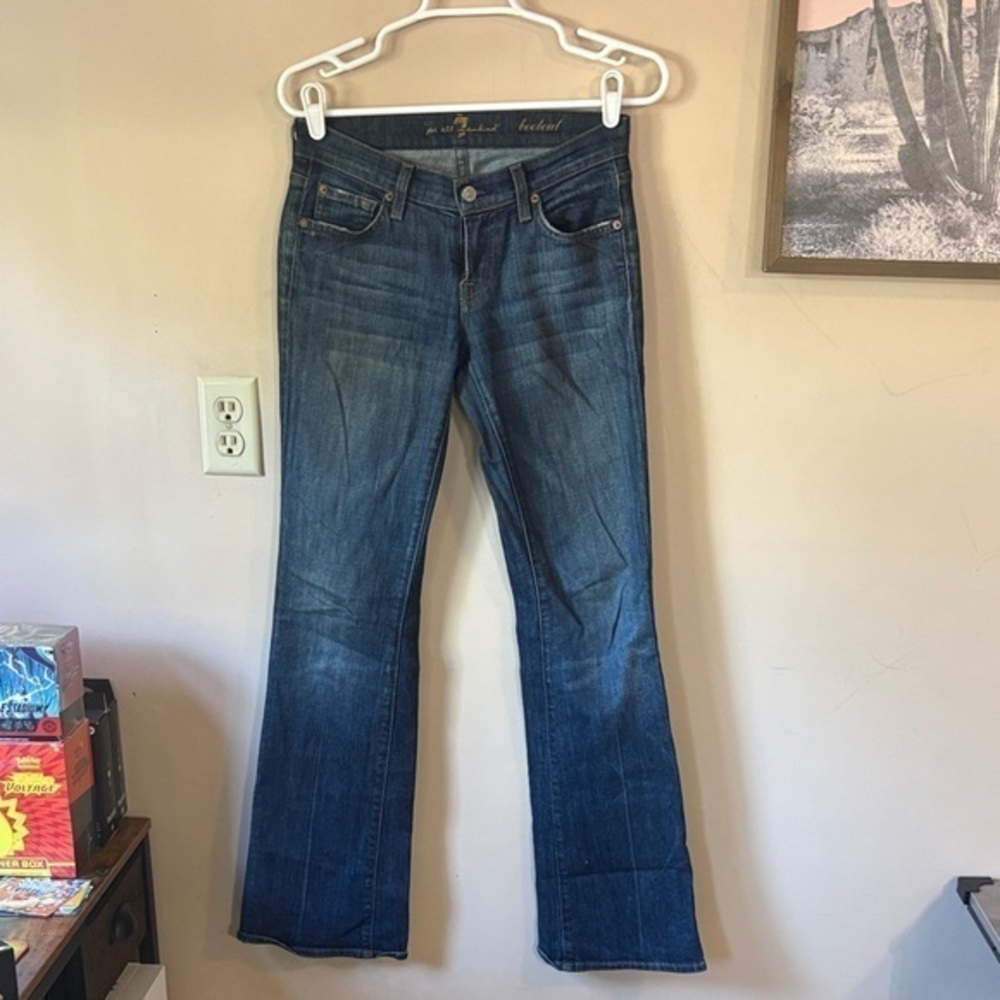 7 For All Mankind Dark Wash Distressed Original Bootcut Jean Size 25